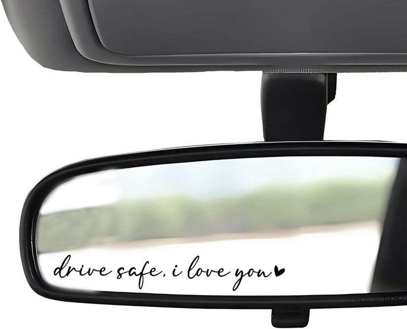 WCDHOR 2 x I Love You Drive Safe Mirror Decal, Rearview Mirror Car Decals for Women, Gift for Her, Car Decal, Gift for Him, Set of 2 - Image 1